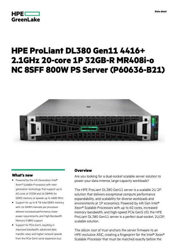 HPE DL380 G11 4416+ MR408i-o NC 8SFF Svr