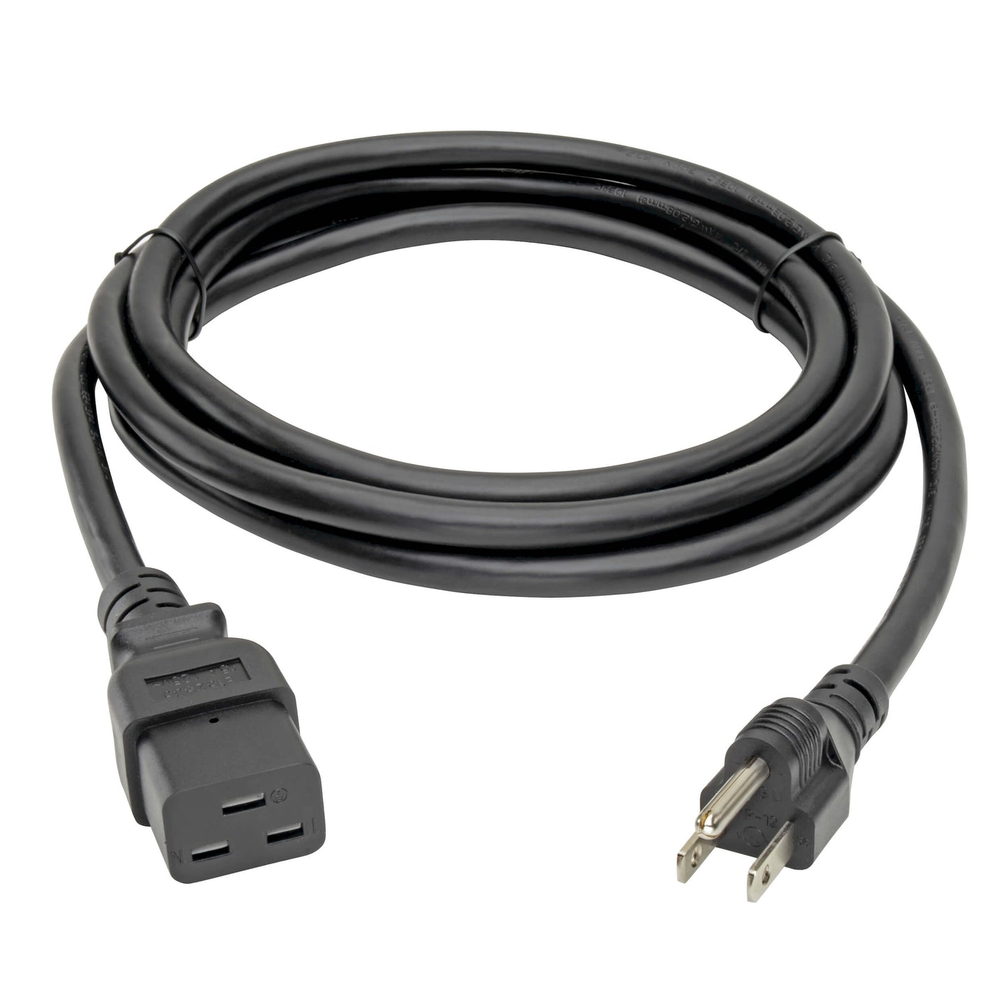 Eaton Tripp Lite Series Computer Power Cord, C19 to NEMA 5-15P - Heavy-Duty, 15A, 125V, 14 AWG, 10 ft. (3.05 m), Black