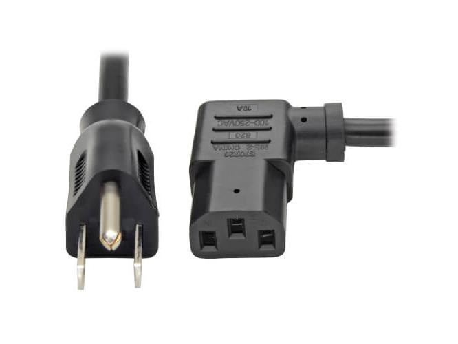 Eaton Tripp Lite Series Computer Power Cord, NEMA 5-15P to Left-Angle C13 - 10A, 125V, 18 AWG, 6 ft. (1.83 m), Black