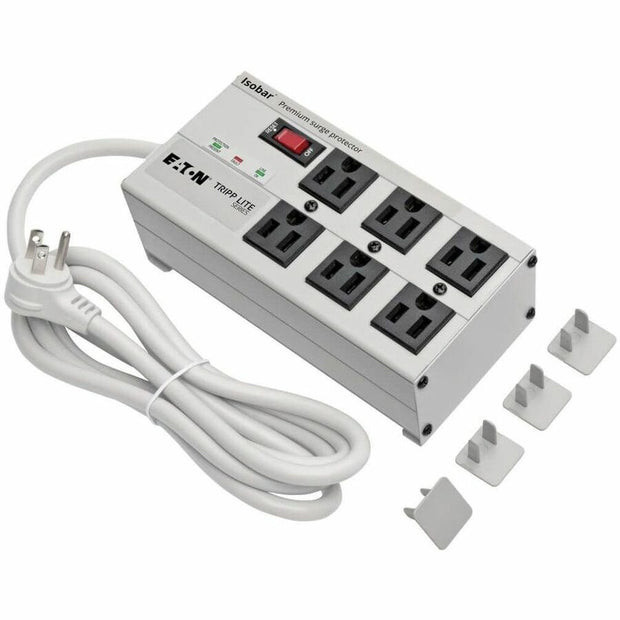 Eaton Tripp Lite Series Isobar 6-Outlet Surge Protector, 6 ft. Cord with Right-Angle Plug, 3330 Joules, Diagnostic LEDs, Metal Housing