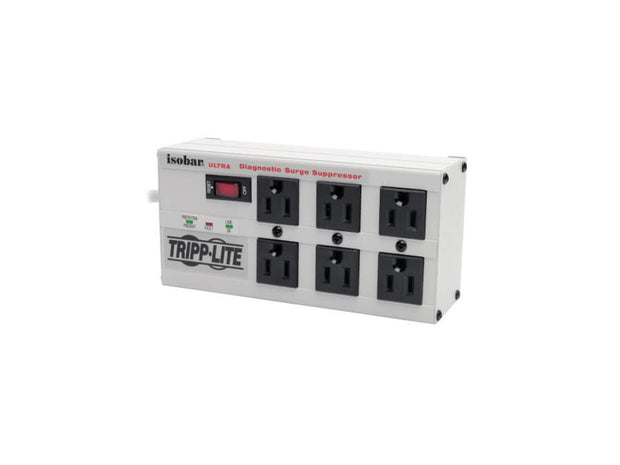 Eaton Tripp Lite Series Isobar 6-Outlet Surge Protector, 6 ft. Cord with Right-Angle Plug, 3330 Joules, Diagnostic LEDs, Metal Housing