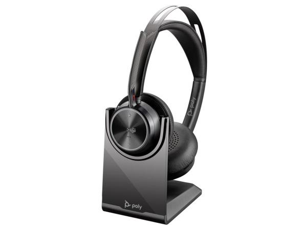 Poly Voyager Focus 2 Microsoft Teams Certified USB-C-C Headset +USB-C/A Adapter +Charging Stand WW