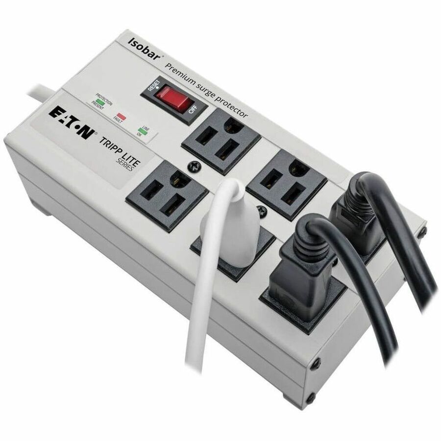 Eaton Tripp Lite Series Isobar 6-Outlet Surge Protector, 6 ft. Cord with Right-Angle Plug, 3330 Joules, Diagnostic LEDs, Metal Housing