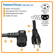 Eaton Tripp Lite Series Computer Power Cord, NEMA 5-15P to Left-Angle C13 - 10A, 125V, 18 AWG, 6 ft. (1.83 m), Black