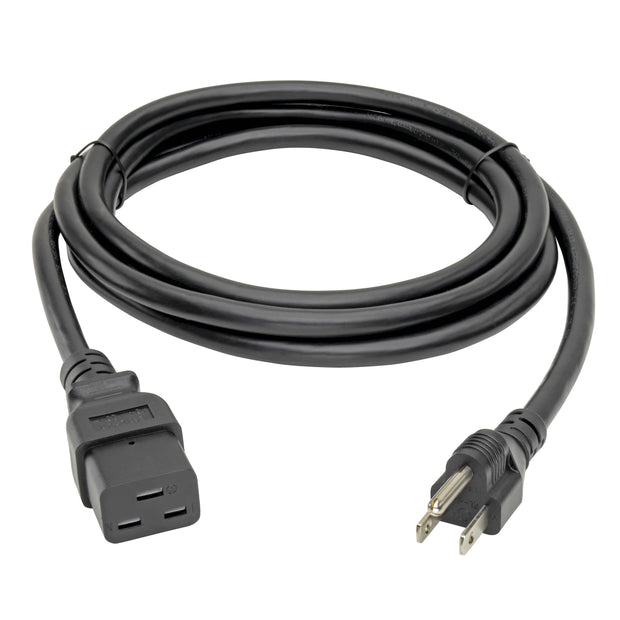 Eaton Tripp Lite Series Computer Power Cord, C19 to NEMA 5-15P - Heavy-Duty, 15A, 125V, 14 AWG, 10 ft. (3.05 m), Black