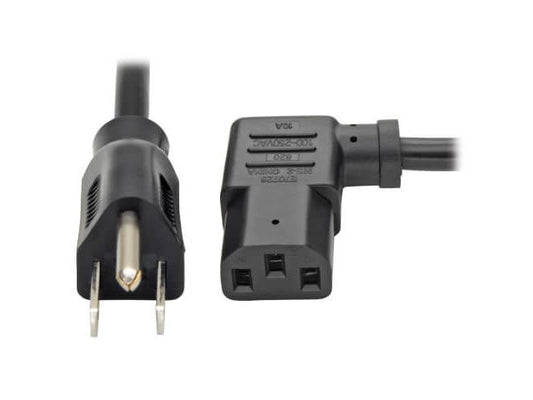 Eaton Tripp Lite Series Computer Power Cord, NEMA 5-15P to Left-Angle C13 - 10A, 125V, 18 AWG, 6 ft. (1.83 m), Black