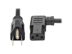 Eaton Tripp Lite Series Computer Power Cord, NEMA 5-15P to Left-Angle C13 - 10A, 125V, 18 AWG, 6 ft. (1.83 m), Black