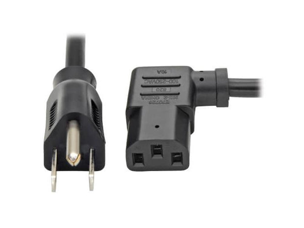 Eaton Tripp Lite Series Computer Power Cord, NEMA 5-15P to Left-Angle C13 - 10A, 125V, 18 AWG, 6 ft. (1.83 m), Black